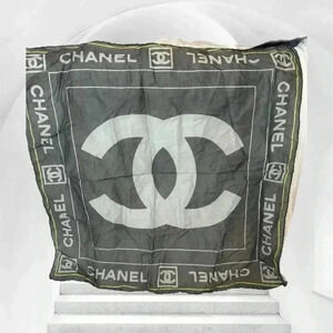 CHANEL Black and White Monogram Scarf